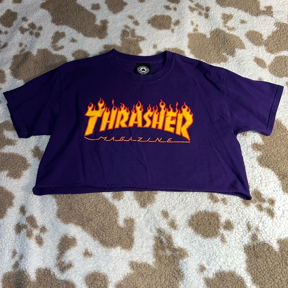 Purple, Thrasher, crop top, size medium